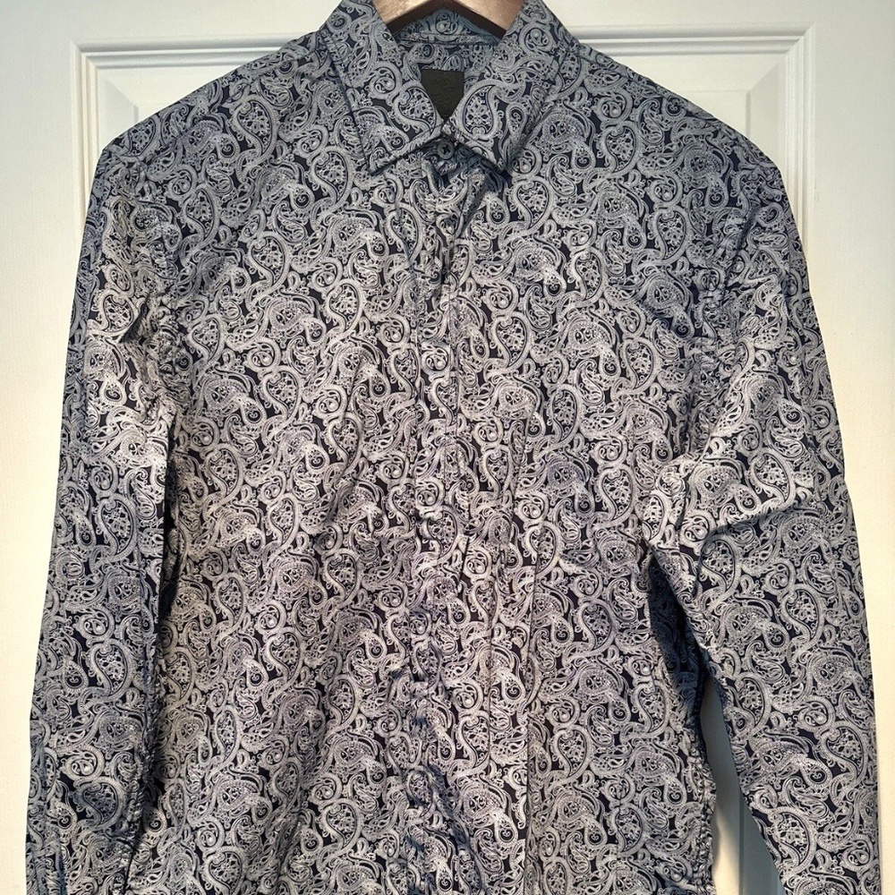 Pretty Green, Liam Gallagher: Indigo Paisley, Long Sleeved, Button Up Shirt